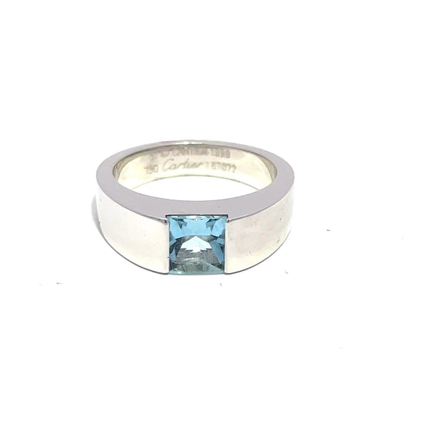 CARTIER Vintage 1990s Cushion Aquamarine Tank Ring