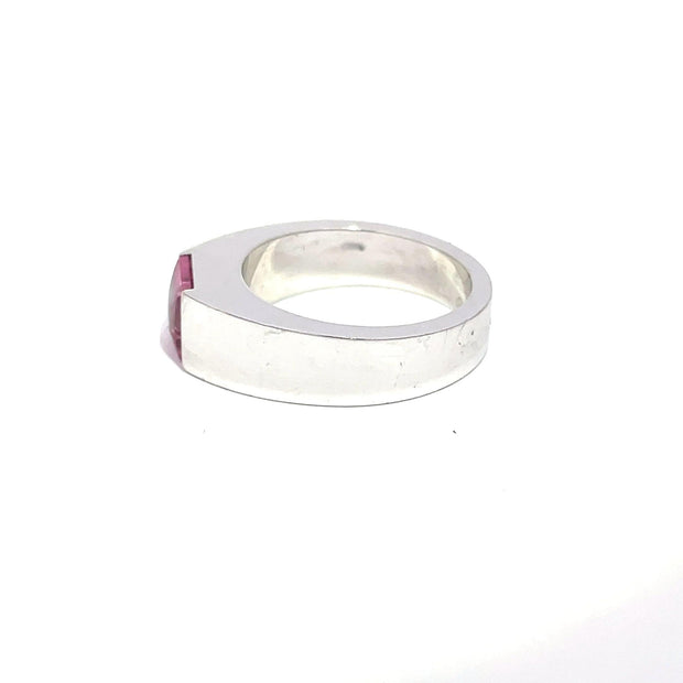 Cartier 18k White Gold Vintage 1990s Pink Tourmaline Tank Ring