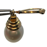 14k Yellow Gold Pearl Dangle Earrings