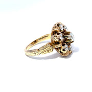 Jacob Hookaylo 14k Yellow Gold Antique Old Euro cut Diamond set Hand Carved Ring