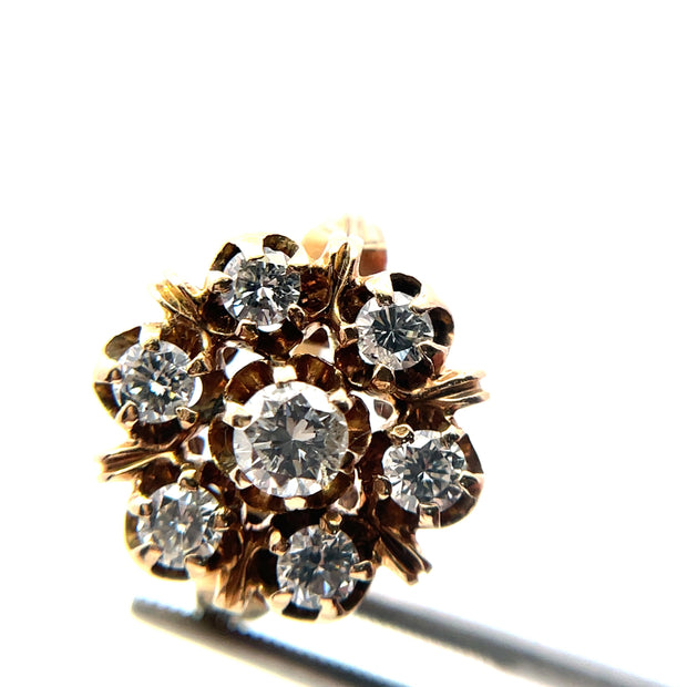 Jacob Hookaylo 14k Yellow Gold Antique Old Euro cut Diamond set Hand Carved Ring