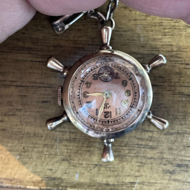 Agran & Son Solid Yellow Gold Vintage Swiss Watch Brooch