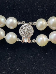 Hamilton 14k White Gold Ladies Watch Double Pearl Strand Necklace