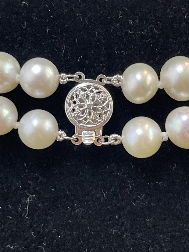 Hamilton 14k White Gold Ladies Watch Double Pearl Strand Necklace