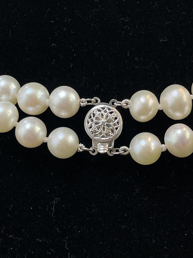 Hamilton 14k White Gold Ladies Watch Double Pearl Strand Necklace