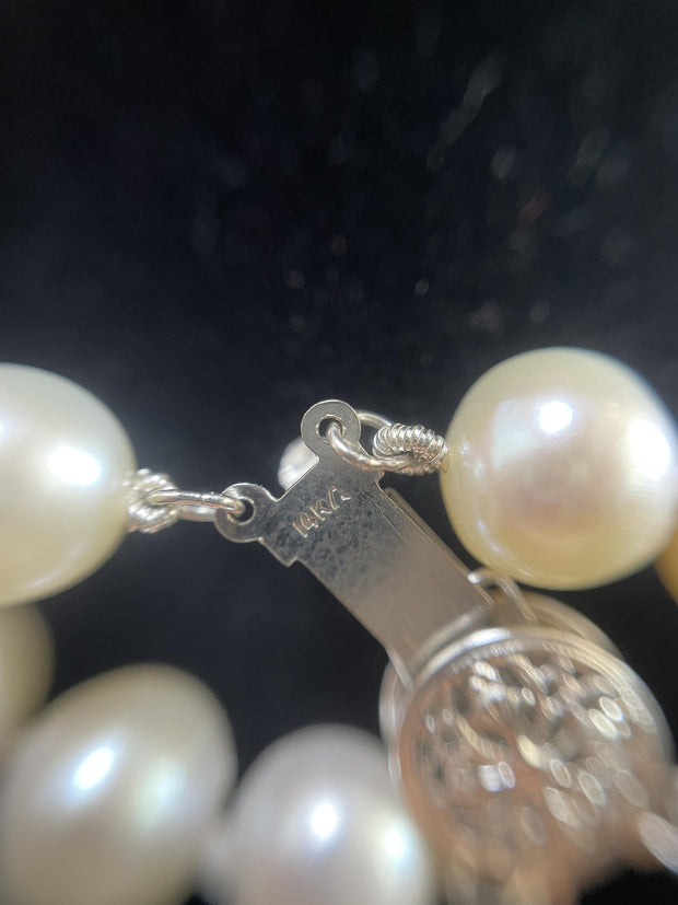 Hamilton 14k White Gold Ladies Watch Double Pearl Strand Necklace