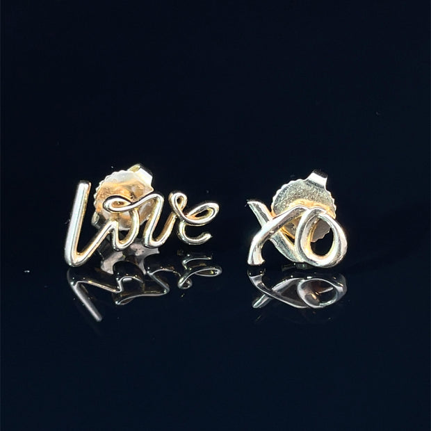 TIFFANY & CO. Paloma Picasso Graffiti 18k Yellow Gold Love & XO earrings