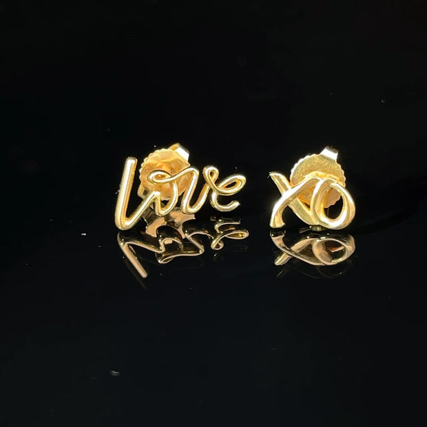 TIFFANY & CO. Paloma Picasso Graffiti 18k Yellow Gold Love & XO earrings