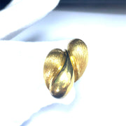 HENRY DUNAY 18k Yellow Gold Designer Leaf Earrings