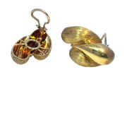 HENRY DUNAY 18k Yellow Gold Designer Leaf Earrings