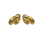 HENRY DUNAY 18k Yellow Gold Designer Leaf Earrings
