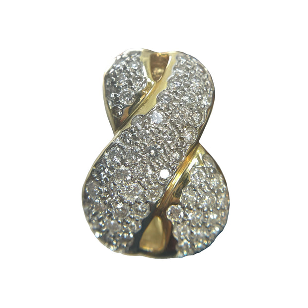 14k Two Tone X Design Pave Diamond Cluster Earrings