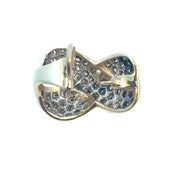 14k Two Tone X Design Pave Diamond Cluster Earrings
