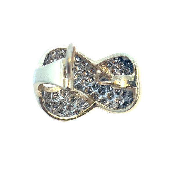 14k Two Tone X Design Pave Diamond Cluster Earrings