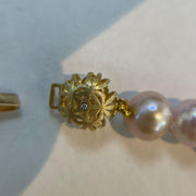 Pink Pearl Single Strand Necklace with 14k Yellow Gold Clasp