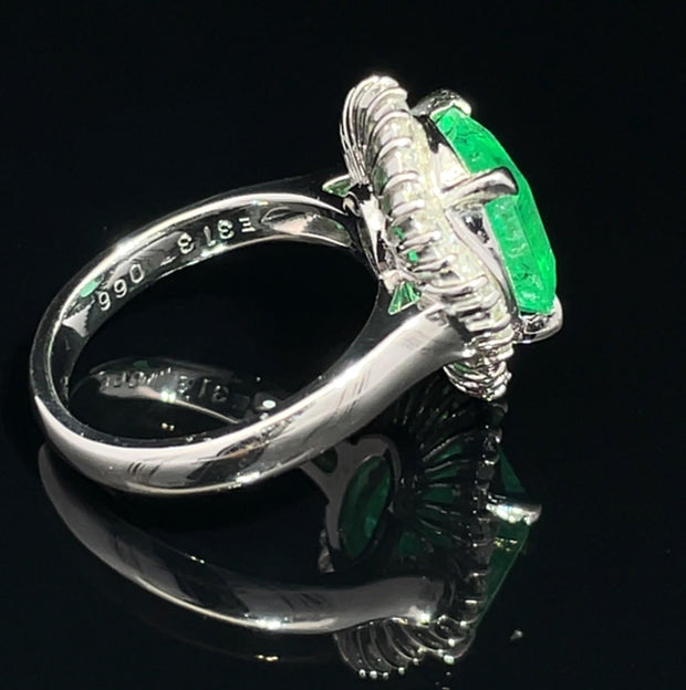 Platinum Ballerina Emerald and Diamond Ring