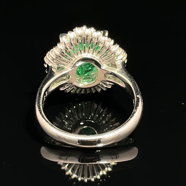 Platinum Ballerina Emerald and Diamond Ring