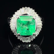 Platinum Ballerina Emerald and Diamond Ring