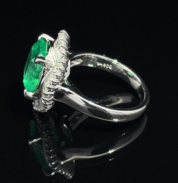 Platinum Ballerina Emerald and Diamond Ring