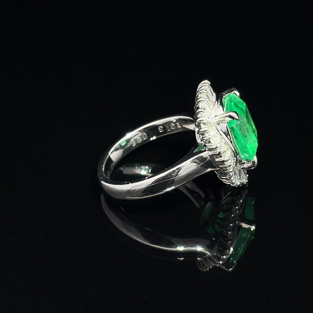 Platinum Ballerina Emerald and Diamond Ring