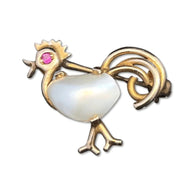 Charming 14k Golden Chicken Pin
