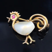 Charming 14k Golden Chicken Pin
