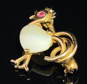 Charming 14k Golden Chicken Pin
