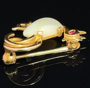Charming 14k Golden Chicken Pin