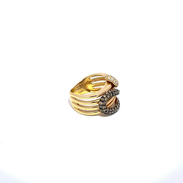 Le Vian 14k Yellow Gold Double Snake Head Diamond Ring