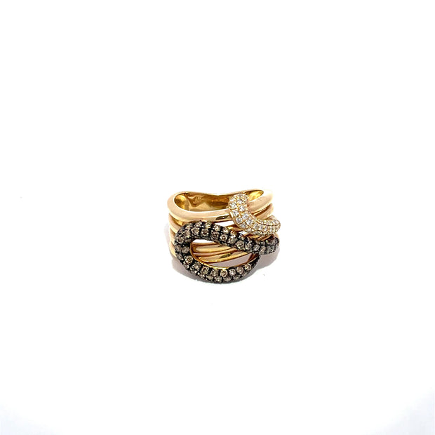 Le Vian 14k Yellow Gold Double Snake Head Diamond Ring