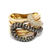 Le Vian 14k Yellow Gold Double Snake Head Diamond Ring