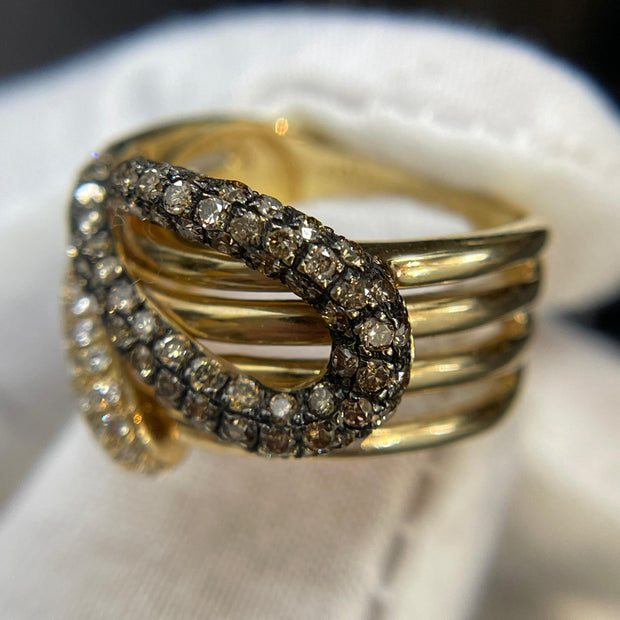 Le Vian 14k Yellow Gold Double Snake Head Diamond Ring