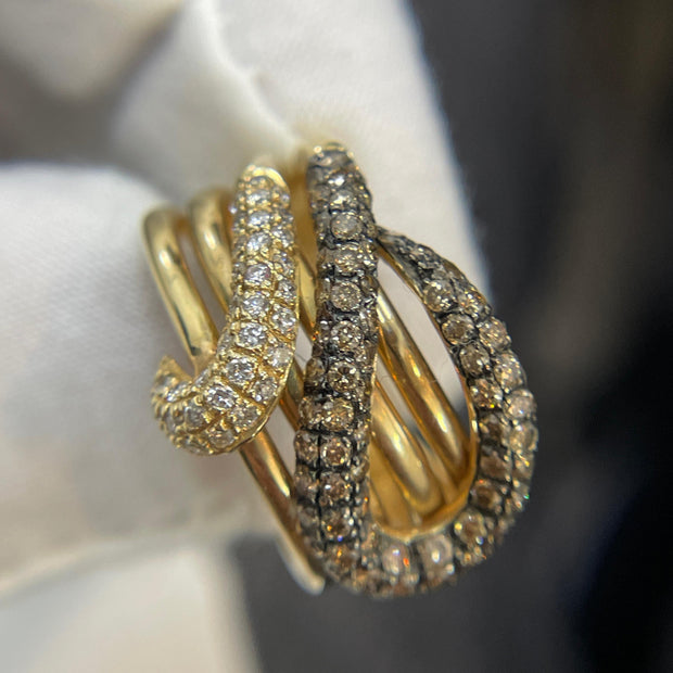 Le Vian 14k Yellow Gold Double Snake Head Diamond Ring