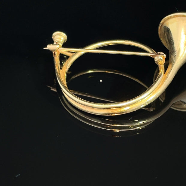 14k Yellow Gold Orchestral Horn Pin