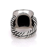David Yurman Sterling Silver Split Shank Black Onyx and Diamond RIng