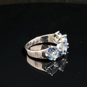 14k White Gold Marquise Sapphire Flower Design Ring