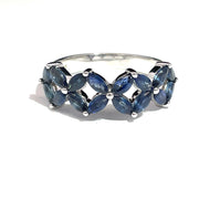 14k White Gold Marquise Sapphire Flower Design Ring