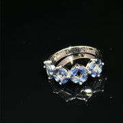 14k White Gold Marquise Sapphire Flower Design Ring