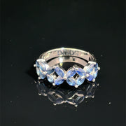14k White Gold Marquise Sapphire Flower Design Ring
