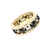 14k Yellow Gold Cats Eye and Diamond Band Ring