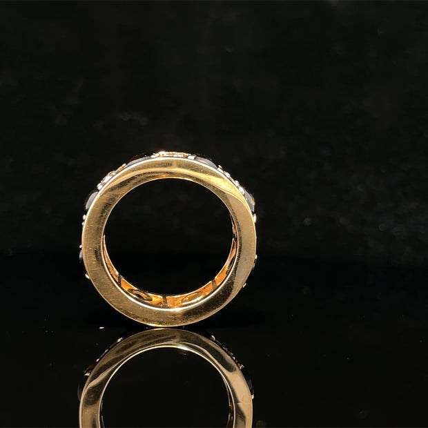 14k Yellow Gold Cats Eye and Diamond Band Ring