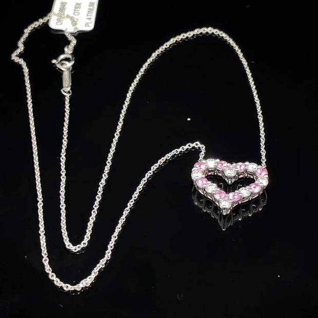 TIFFANY & CO. Platinum Pink Sapphire and Diamond Heart Pendant