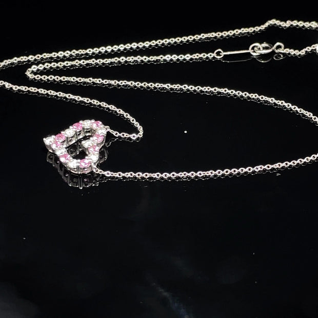 TIFFANY & CO. Platinum Pink Sapphire and Diamond Heart Pendant