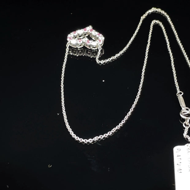 TIFFANY & CO. Platinum Pink Sapphire and Diamond Heart Pendant