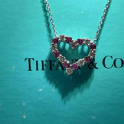 TIFFANY & CO. Platinum Pink Sapphire and Diamond Heart Pendant