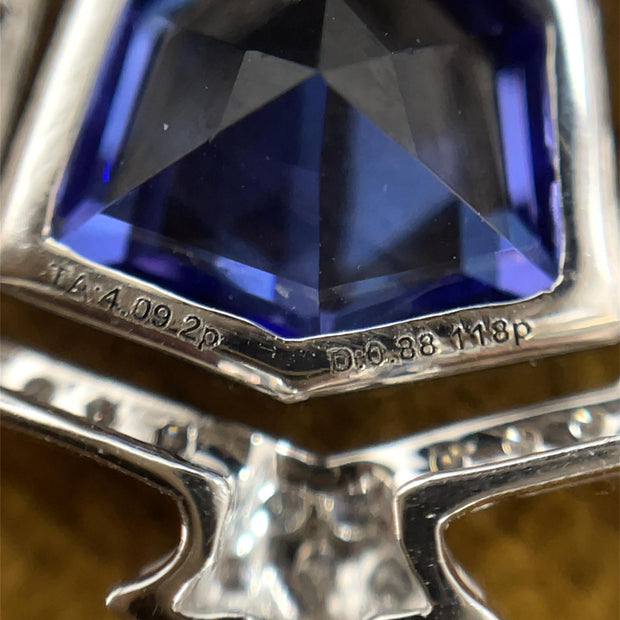18k White Gold Double Dangle Tanzanite and Diamond Earrings
