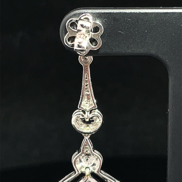 18k White Gold Double Dangle Tanzanite and Diamond Earrings