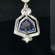 18k White Gold Double Dangle Tanzanite and Diamond Earrings