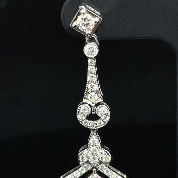 18k White Gold Double Dangle Tanzanite and Diamond Earrings