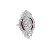 18k White Gold Diamond & Ruby Cluster Ring